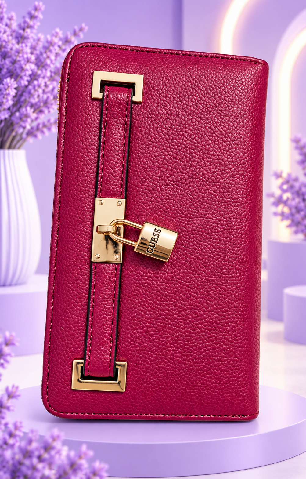 Cartera rojo oscuro candado