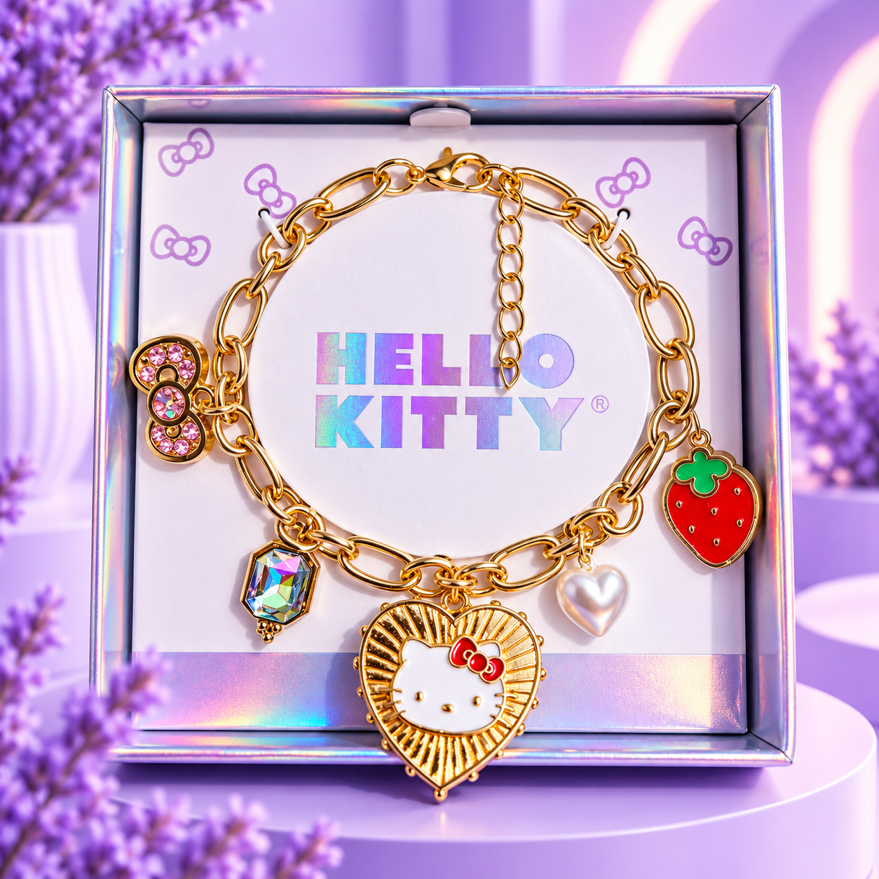 Pulsera dorada con charms