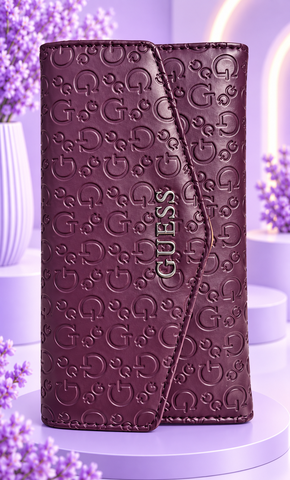 Cartera clip color uva con logo