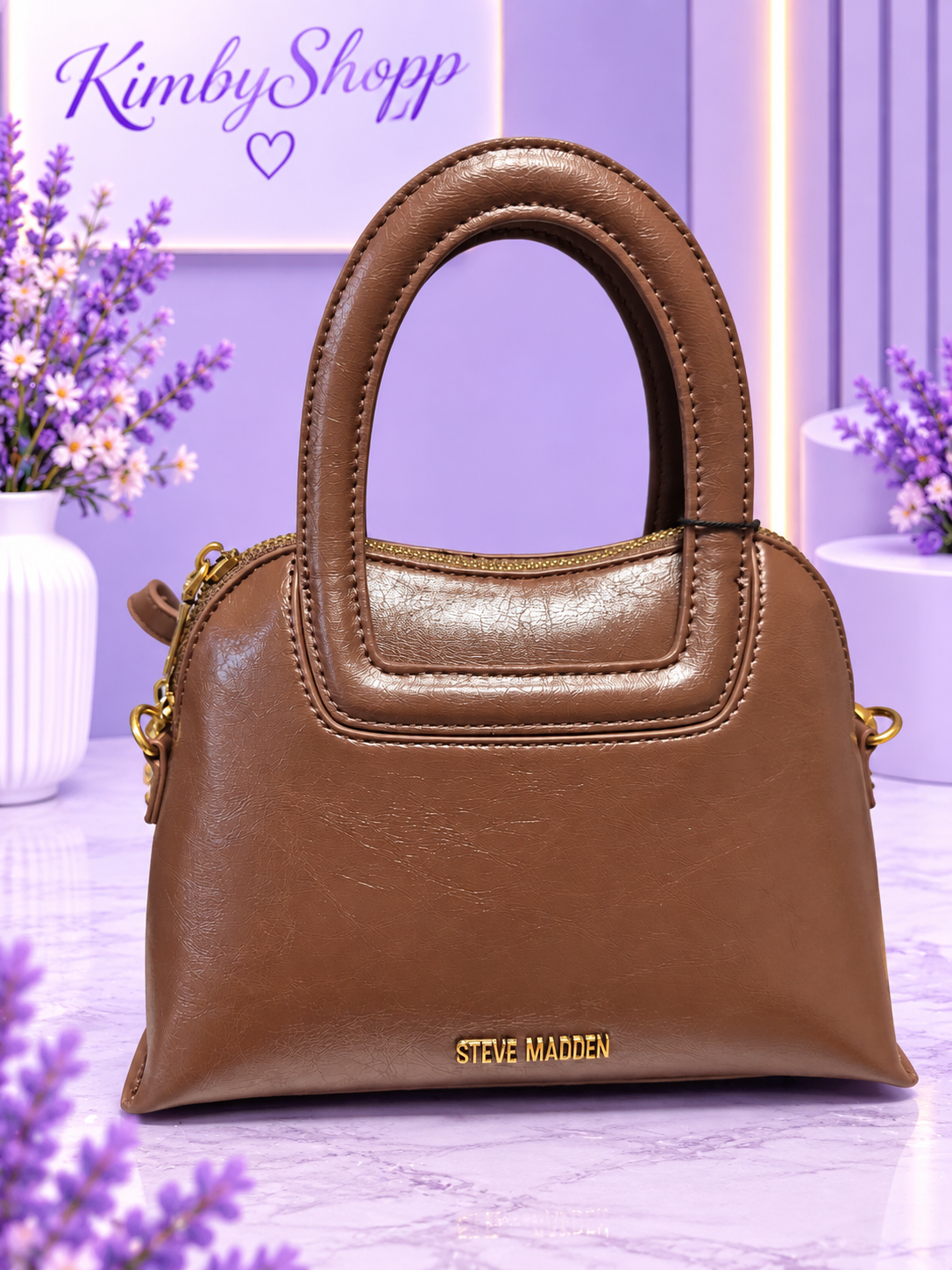 Bolso doble asa marrón shoulder bandolera