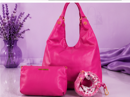 Bolso grande fucsia + cross body pequeño