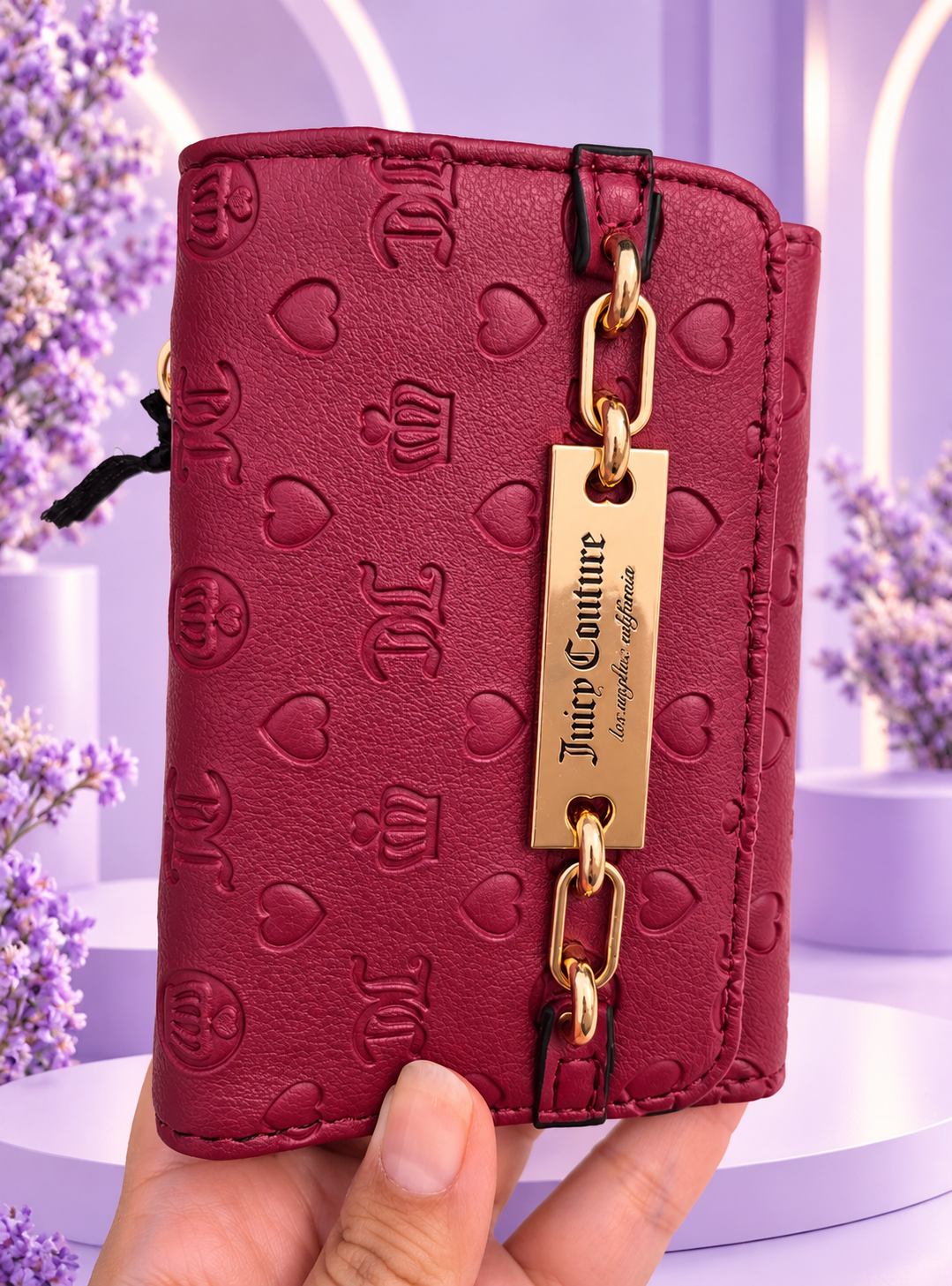 Cartera roja granate con monograma