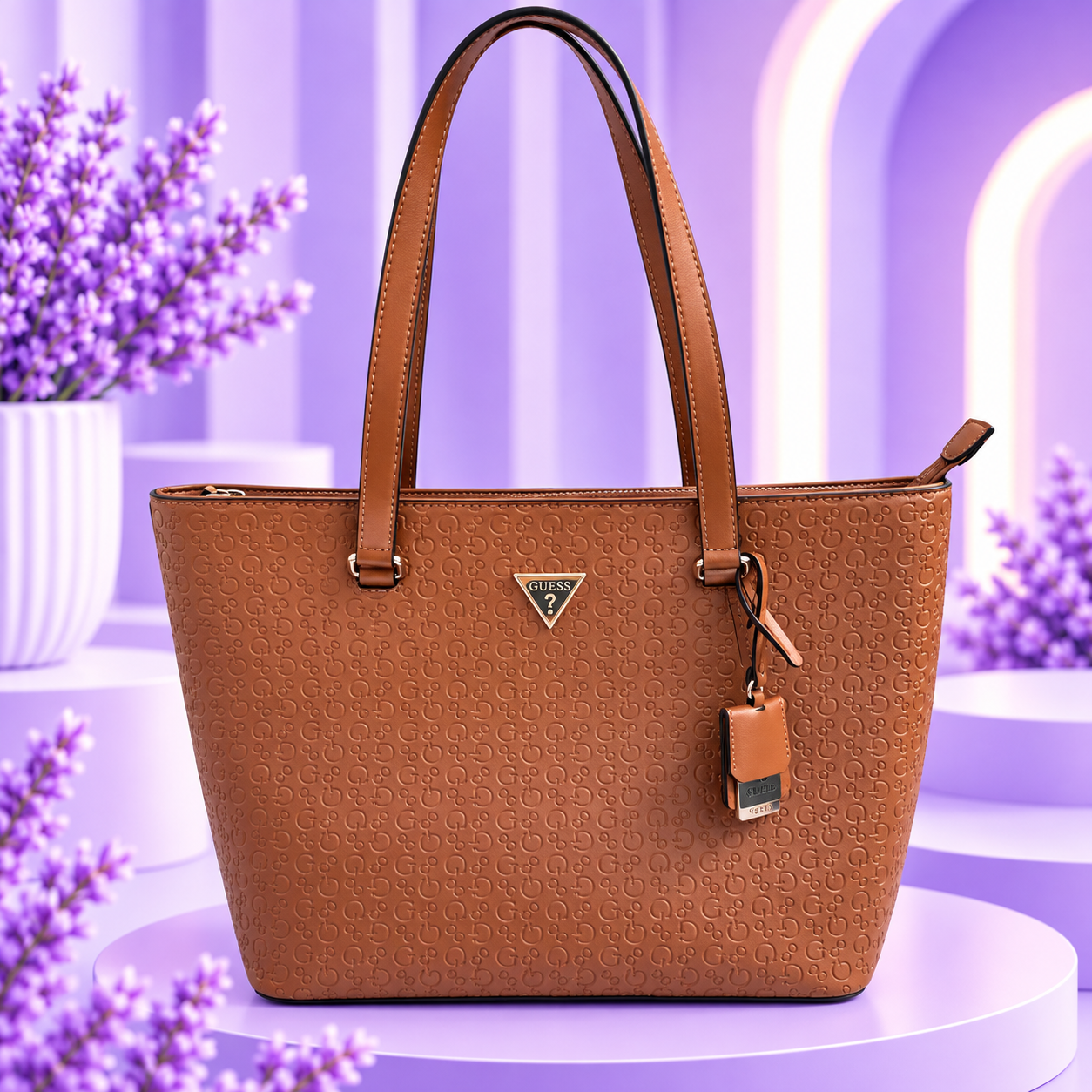 Bolso tote caramelo con monograma