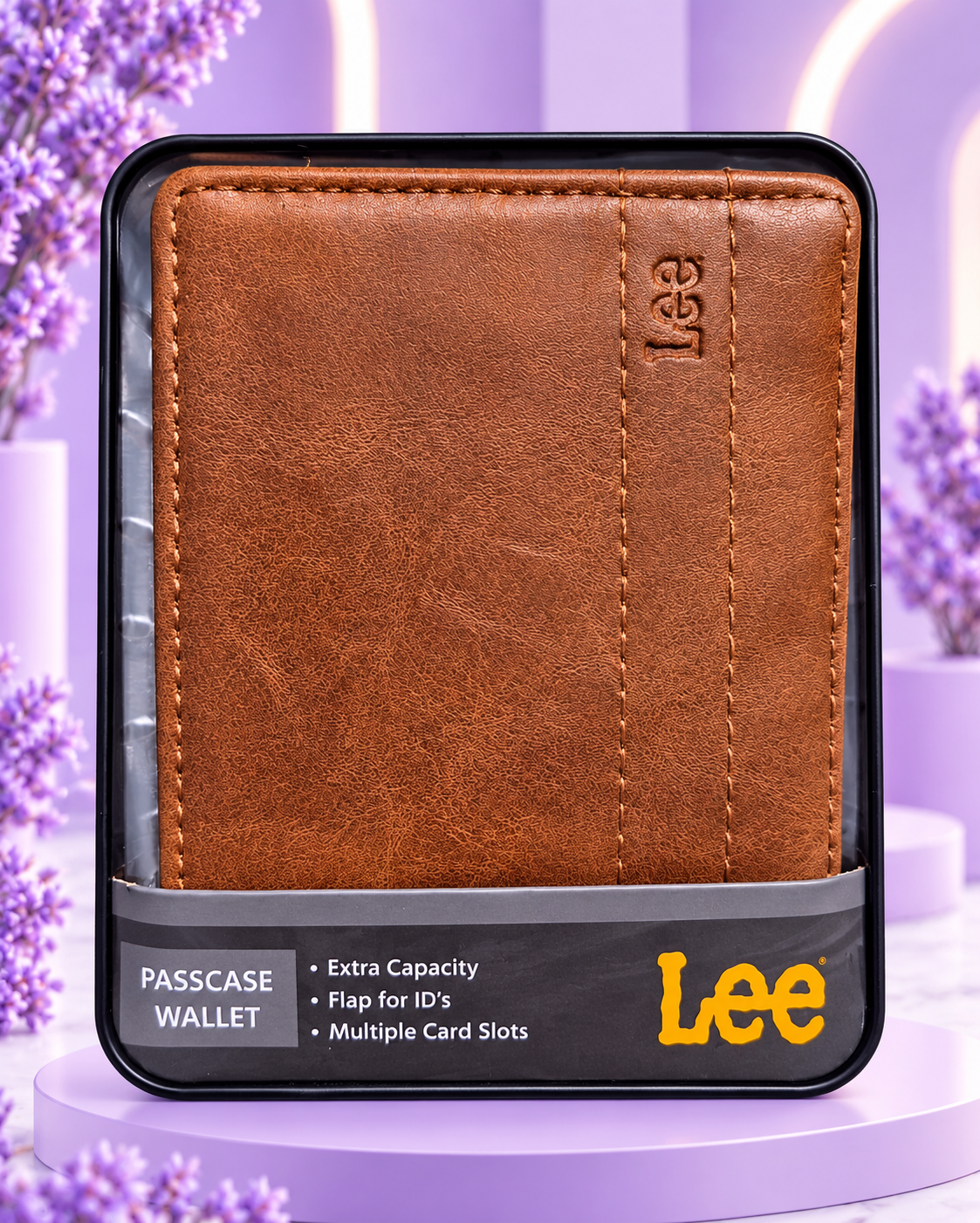 Billetera marrón claro lisa