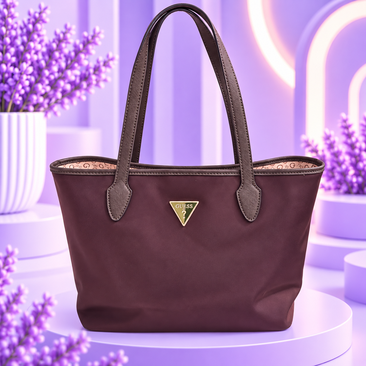 Tote de lona chocolate + bolsito shoulder